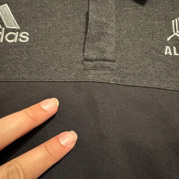 Adidas ALL BLACKS Polo Shirt Men's L New Zealand Rugby Black Embroidered logos